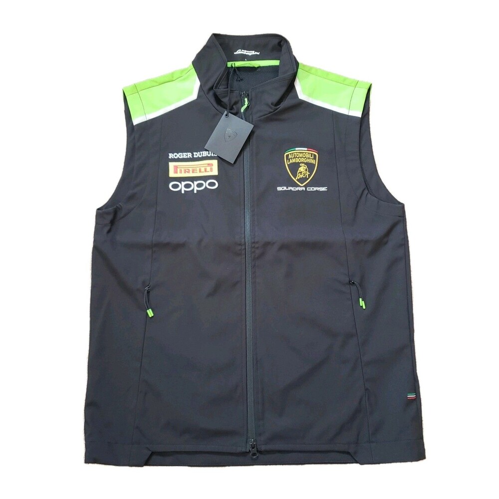 NWT Lamborghini Squadra Course Sz Large Mens Black Fully Embroidered Vest Racing